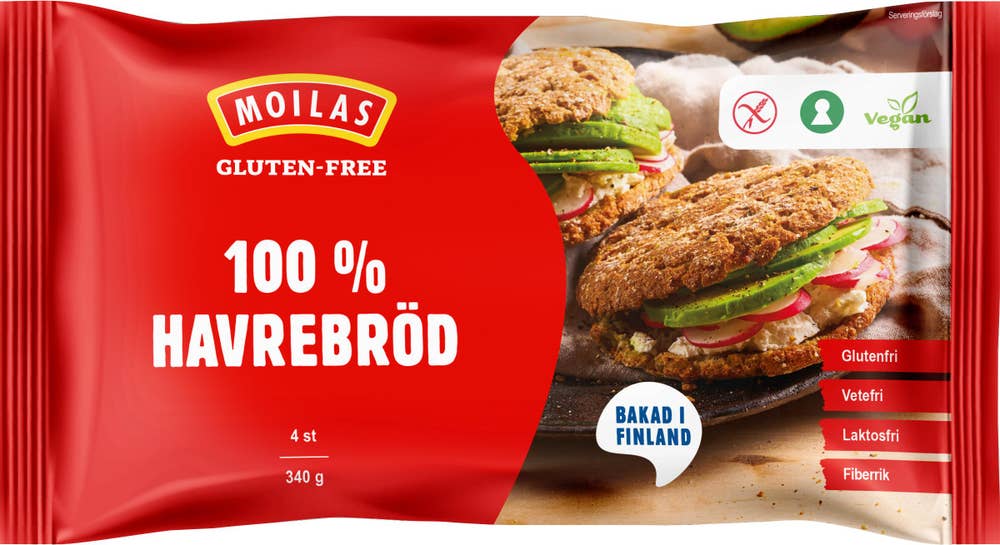 Moilas Havrebröd Glutenfri Fryst 4-p