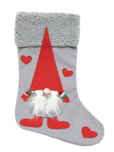 Hedlundgruppen Julstrumpa Grå med Röd Tomte 40cm