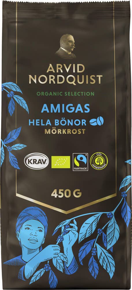 Arvid Nordquist Selection Amigas Hela Kaffebönor Mörkrost EKO/KRAV/Fairtrade