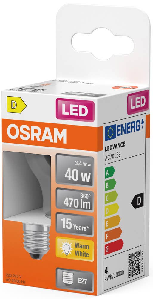 Osram LED Klot E27 470lm (40W) Klar