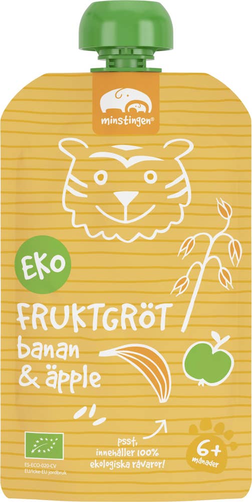 Minstingen Fruktgröt Banan & Äpple +6M EKO