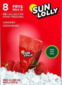 Sun Lolly Isglass Jordgubb Frys Själv
