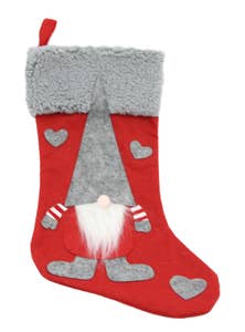 Hedlundgruppen Julstrumpa Röd med Grå Tomte 40cm