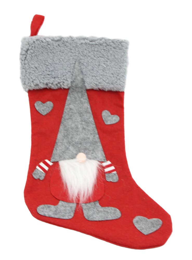 Hedlundgruppen Julstrumpa Röd med Grå Tomte 40cm