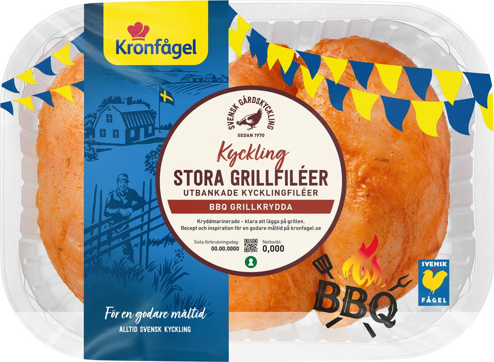Kronfågel BBQ Stora Kycklingfiléer Grillkrydda