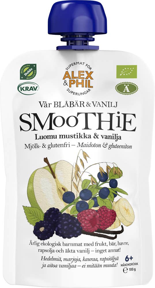 Alex&Phil Smoothie Blåa Bär & Vanilj EKO/KRAV 6M