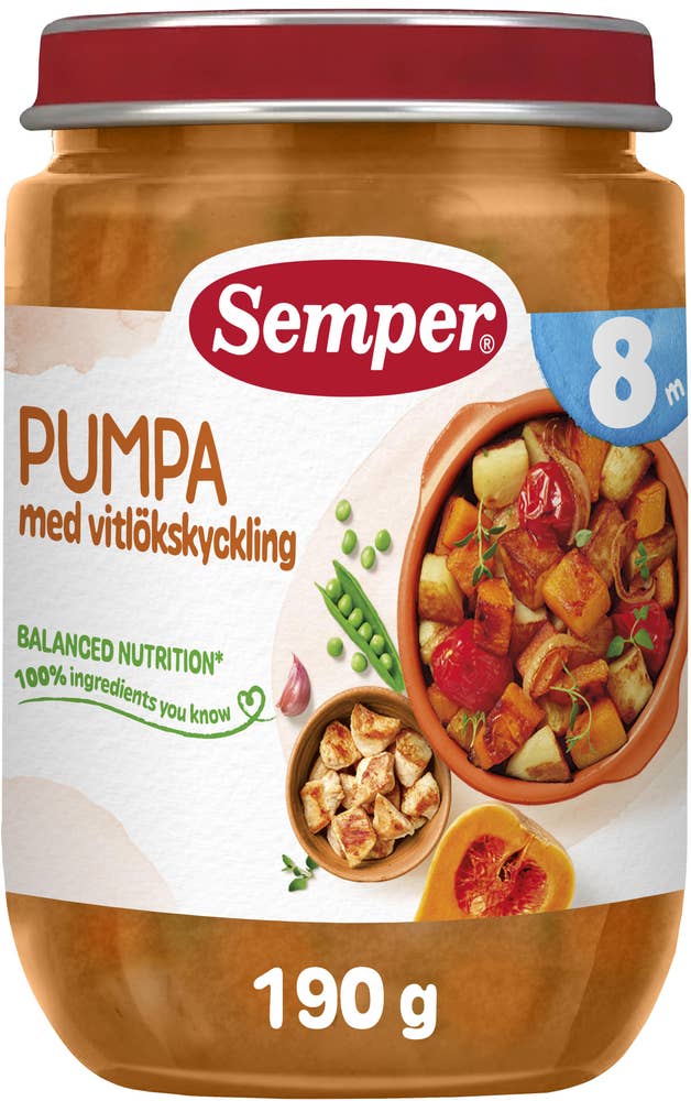 Semper Pumpa med Vitlökskyckling 8M