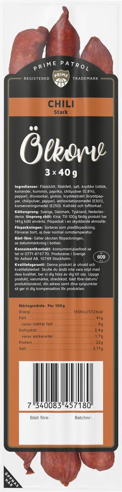 Prime Patrol Ölkorv Chili 3-p