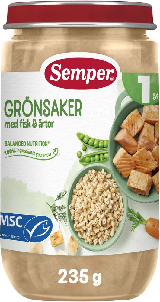 Semper Grönsaker med Fisk & Ärtor 12M