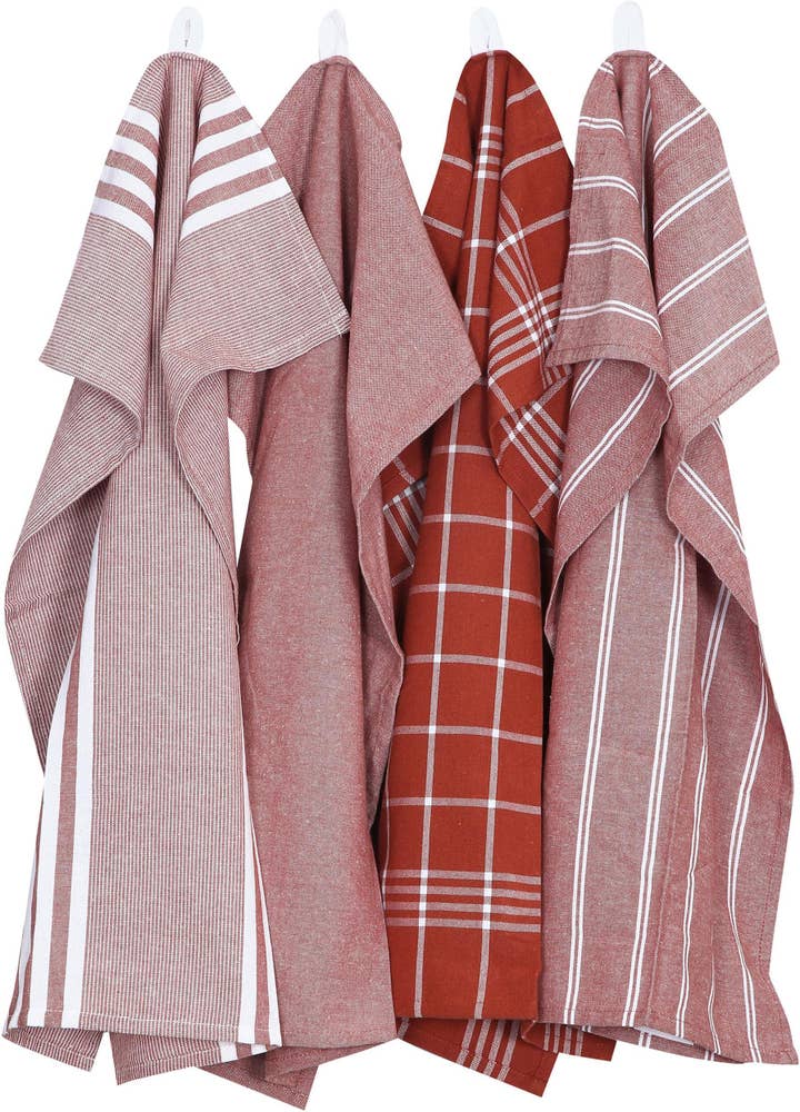 Classic Textile Kökshandduk Rost/Vit