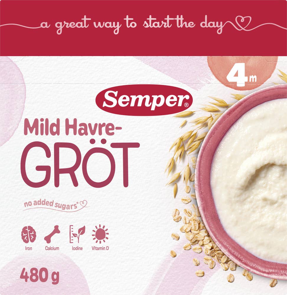 Semper Havregröt Mild & Naturell +4M 16-24 portioner