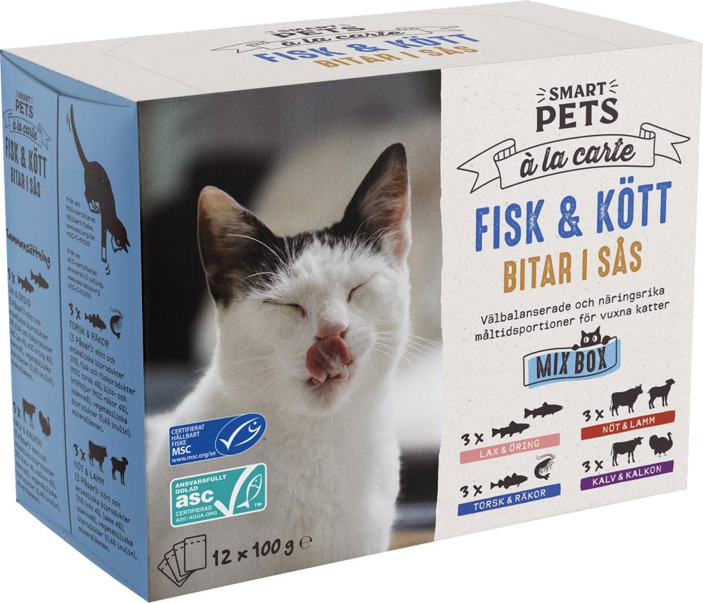 Smart Pets Kattmat Multipack Fisk och Kött i Sås 12x100g