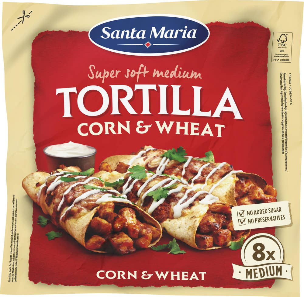 Santa Maria Tortillas Corn & Weat Medium 8-p