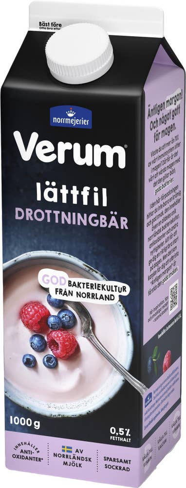 Verum Filmjölk Lätt Drottningbär 0,5% 1000g Verum