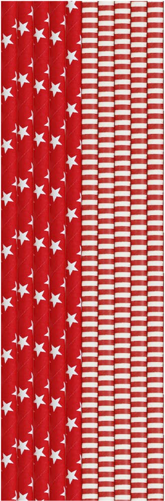 Duni Sugrör av Papper Röd och Vit 20cm