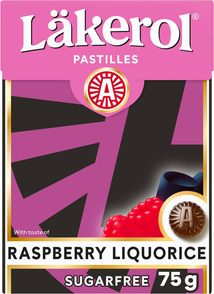 Läkerol Halstabletter Raspberry Licorice Sockerfri Big Pack