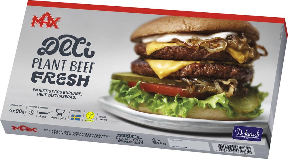 Max Vegansk Burgare Plant Beef Delifresh Fryst 4x90g