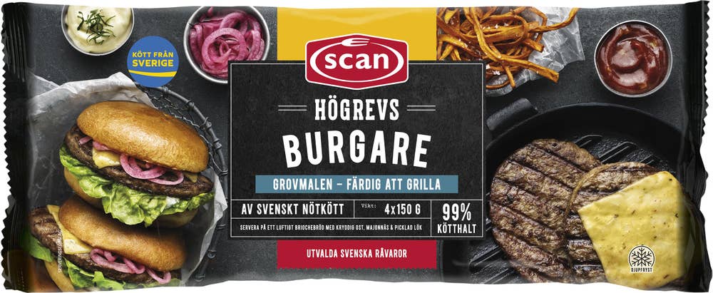 Scan Högrevshamburgare Fryst