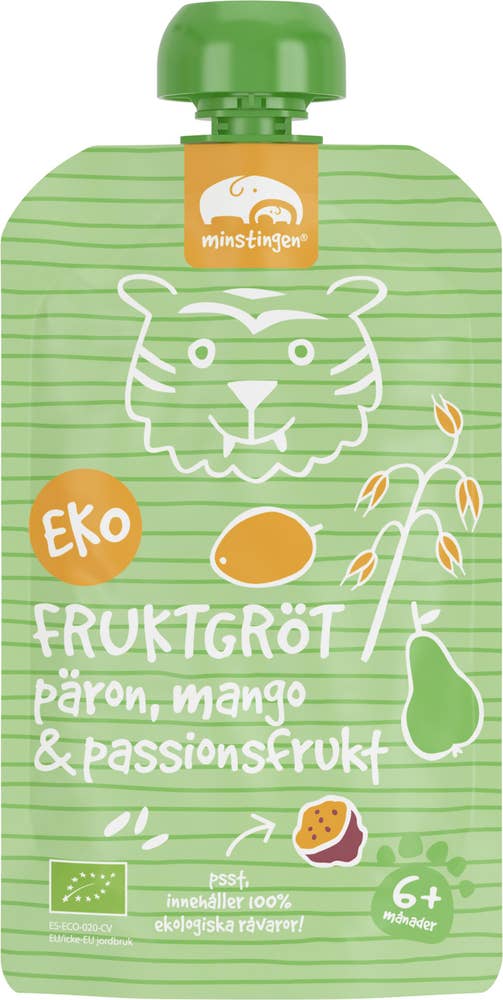 Minstingen Fruktgröt Päron, Mango & Passionsfrukt +6M EKO