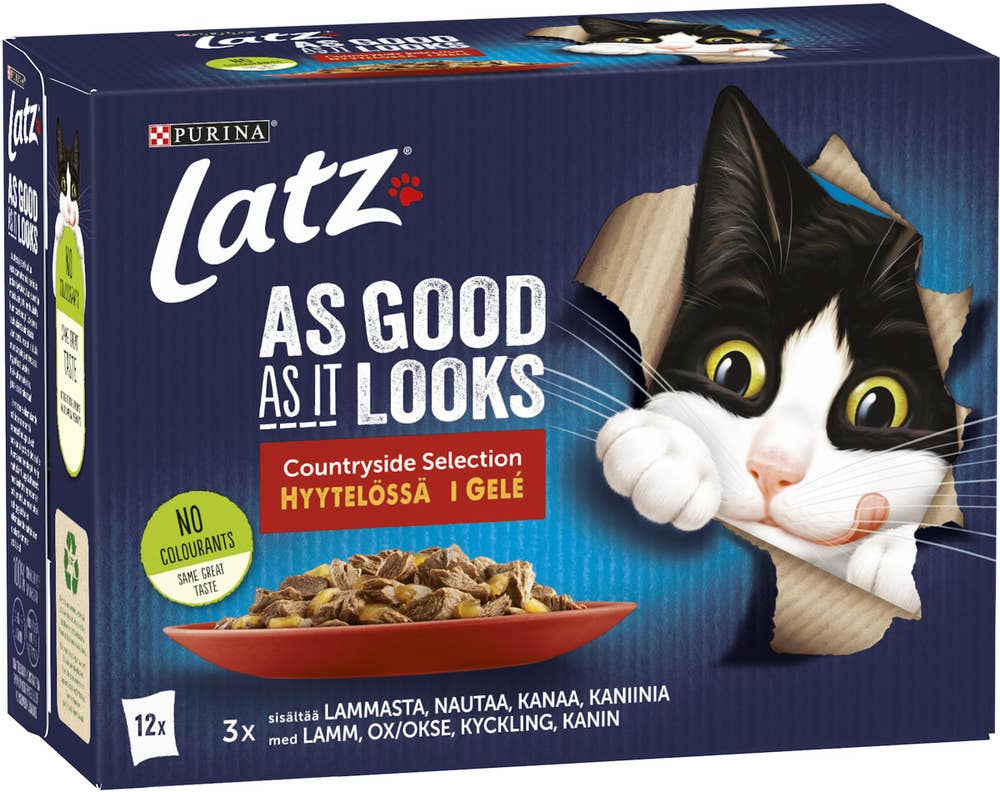 Latz Kattmat Kyckling/Oxe/Kanin/Lamm i Gelé 12x85g