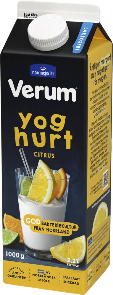 Verum Yoghurt Citrus Laktosfri 2,2%
