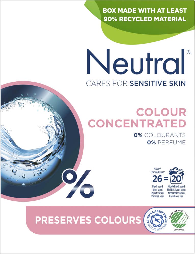 Neutral Tvättmedel Pulver Colour Parfymfri