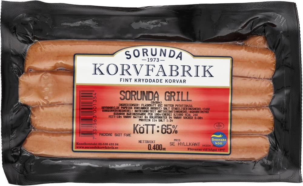 Sorunda korvfabrik Grillkorv 8-p
