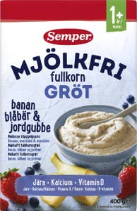 Semper Fullkornsgröt Bär & Frukt Mjölkfri 12M