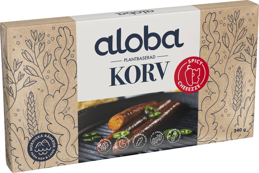 Aloba Korv Plantbaserad Spicy Cheeezze Fryst 240g Aloba