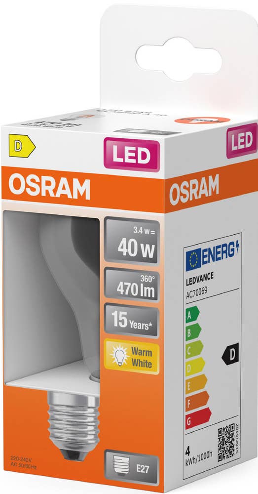 Osram LED Normal E27 470lm (40W) Klar