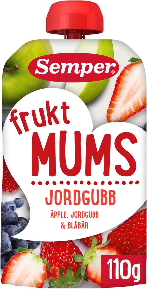 Semper Fruktmums Jordgubb, Äpple & Blåbär 6M