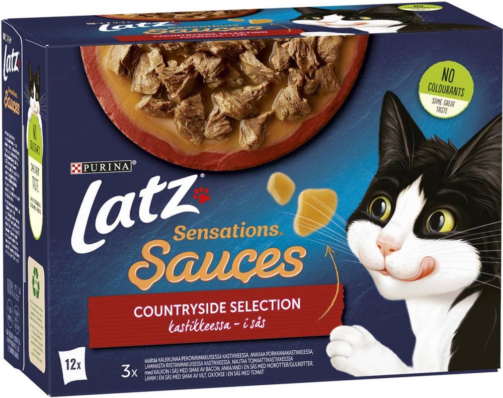 Latz Kattmat Kalkon/Oxe/Lamm/Anka i Sås 12x85g