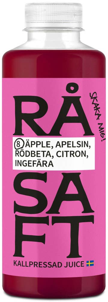 Råsaft Kallpressad Juice Äpple, Apelsin, Rödbeta, Citron & Ingefära