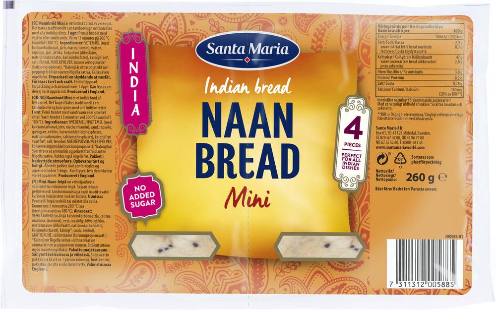Santa Maria Naanbröd Mini 260g 4-p