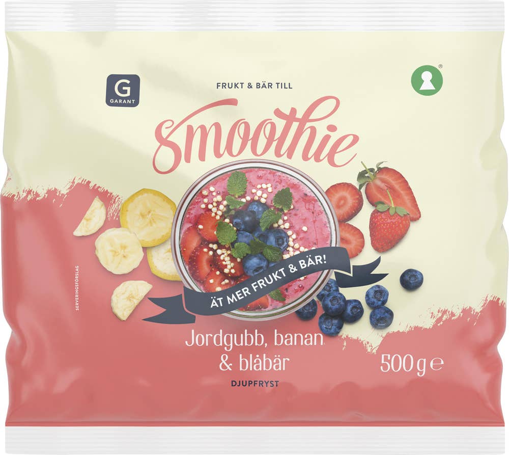 Garant Frukt- & Bärmix Smoothie Jordgubb, Banan & Blåbär Fryst