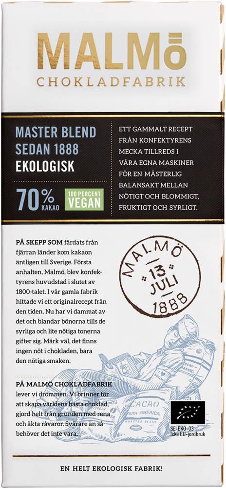 Malmö Chokladfabrik Choklad Master Blend 70% EKO
