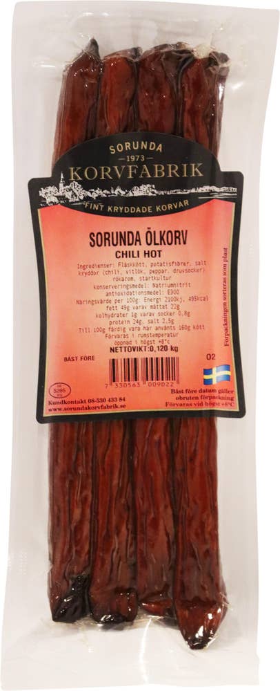 Sorunda Korvfabrik Ölkorv Chili Hot 120g Sorunda Korvfabrik