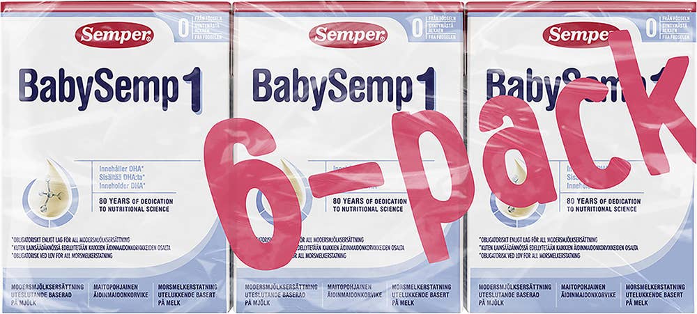Semper Modersmjölksersättning BabySemp 1 Drickfärdig 0M 6-p