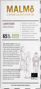 Malmö Chokladfabrik Choklad Lakritsrot 65% EKO
