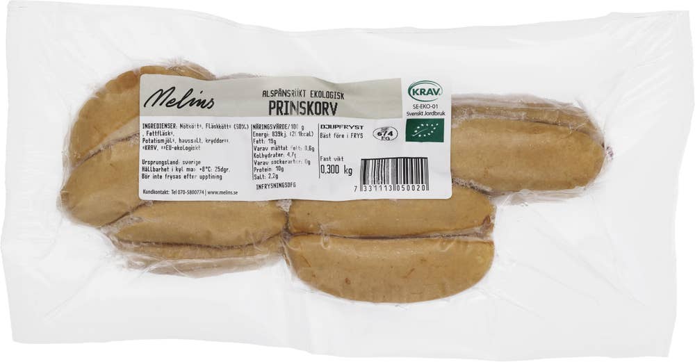 Melins Prinskorv Fryst EKO/KRAV