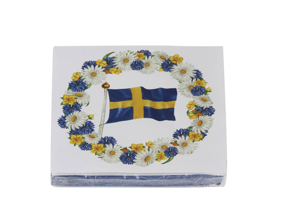Hedlundgruppen Servett Flagga & Krans 33x33cm