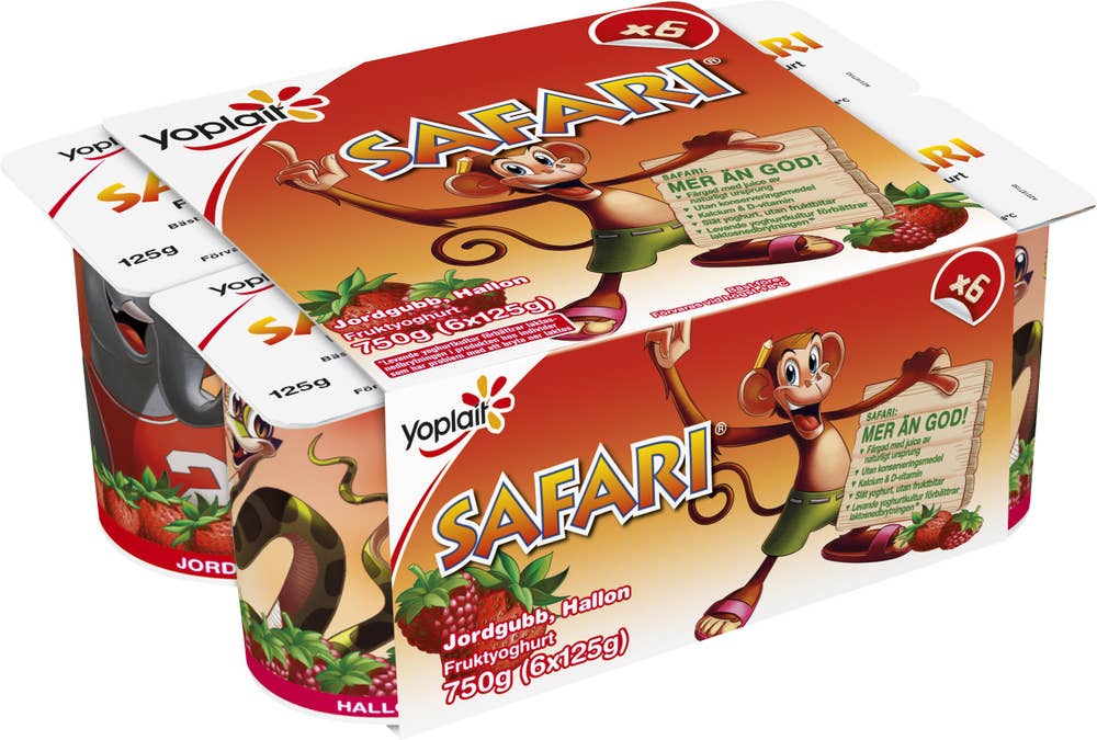 Yoplait Yoghurt Safari Jordgubb & Hallon 2,5% 6-p
