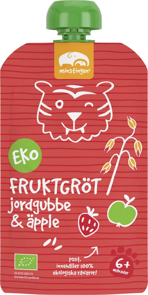 Minstingen Klämmis Fruktgröt Jordgubb & Äpple +6M EKO