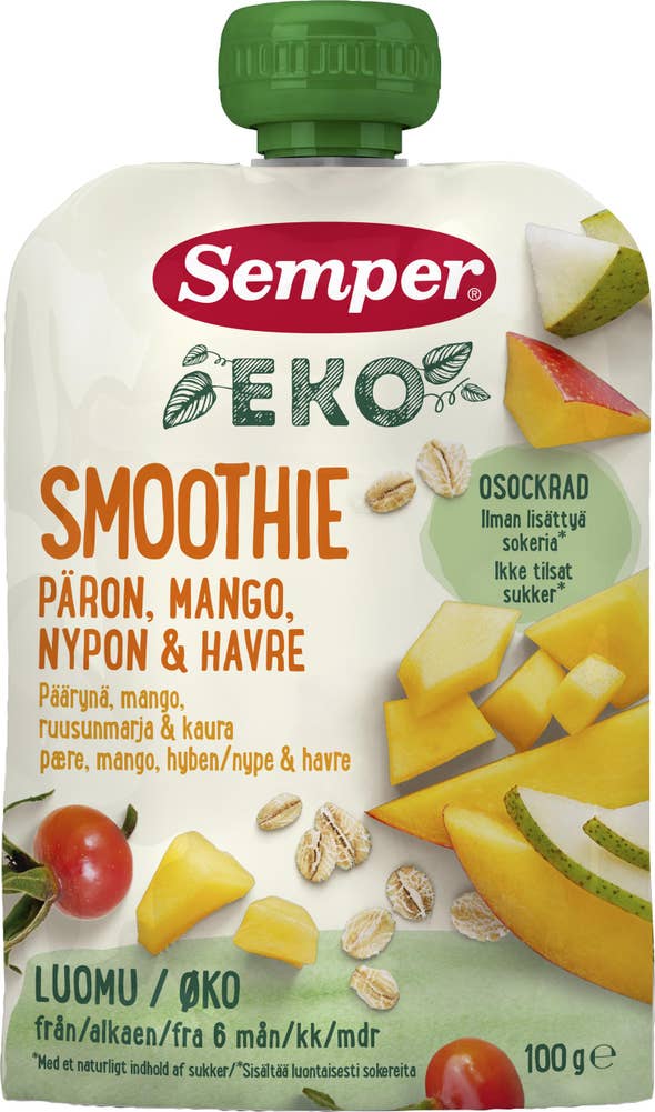Semper Smoothie Havre Päron, Mango & Nypon 6M EKO