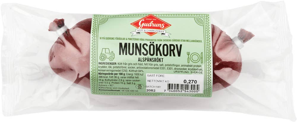 Gudruns Munsökorv Alspånsrökt