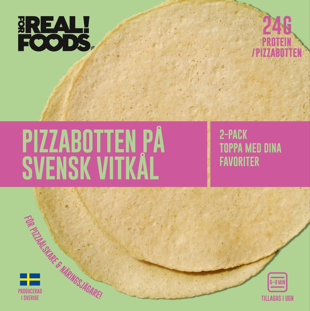 FOR REAL! FOODS Pizzabotten på Vitkål Fryst 2x120g