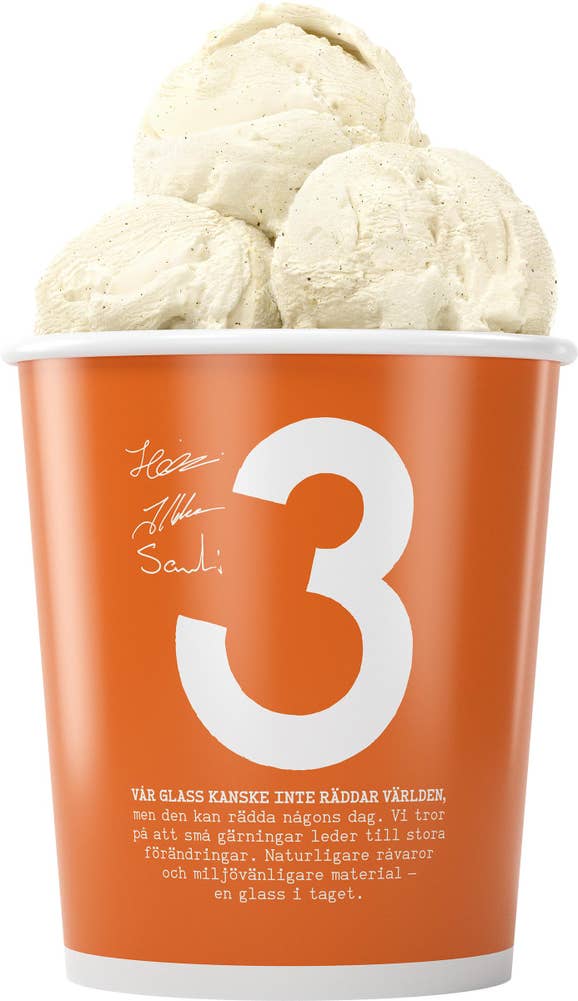 3 Vänner Glass Vanilj Vegansk 500ml Tre Vänners Glass