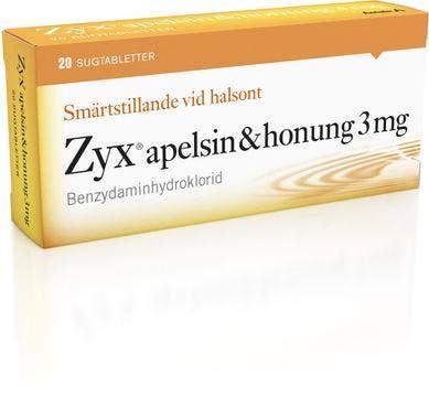 Zyx Sugtablett Apelsin & Honung Benzydaminhydroklorid 3mg 20-p Zyx