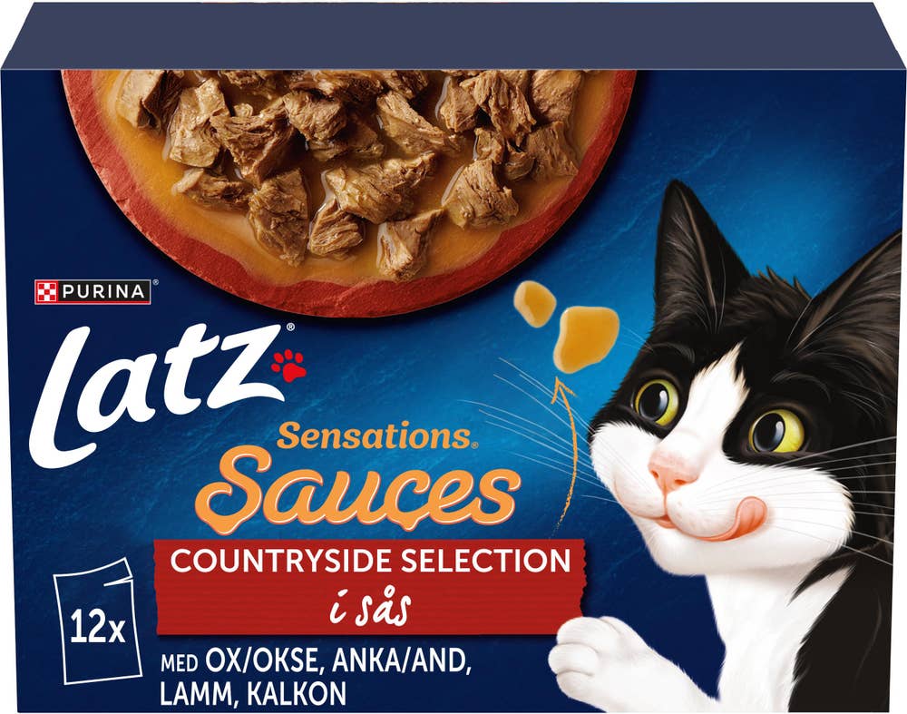 Latz Kattmat Kalkon/Oxe/Lamm/Anka i Sås 12x85g
