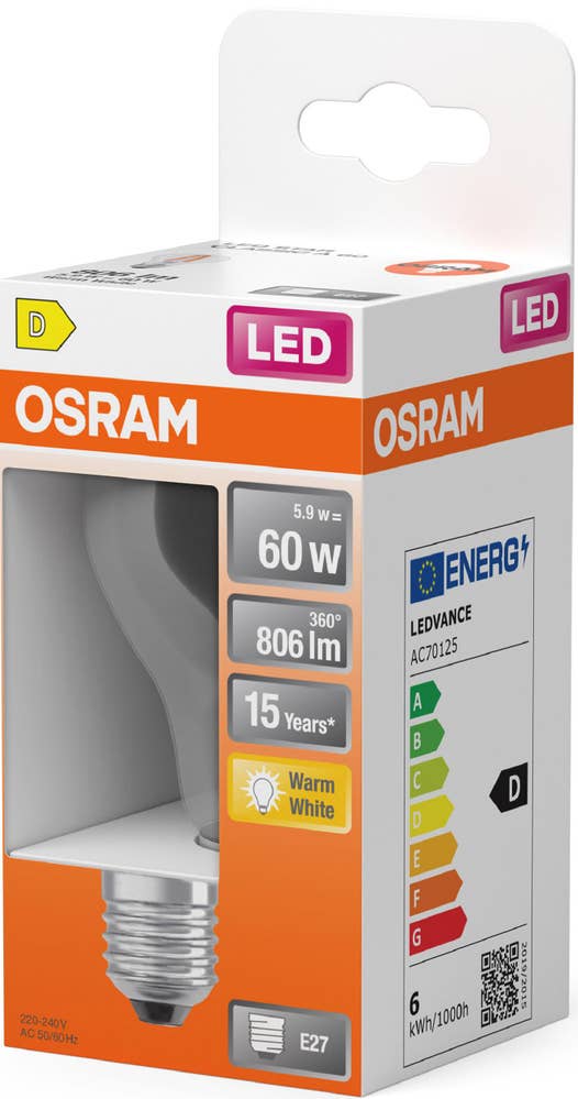 Osram LED Normal E27 806lm (60W) Klar